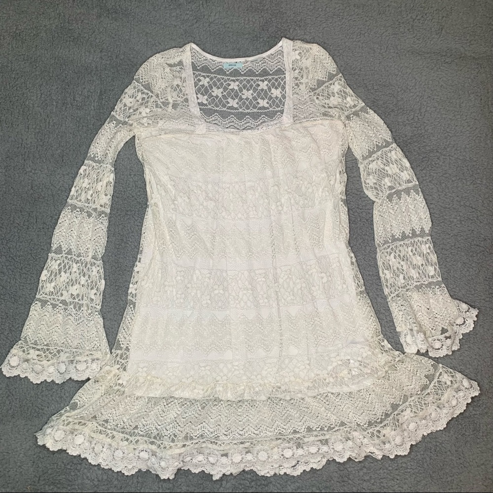 Lace dress, creamy white, size m